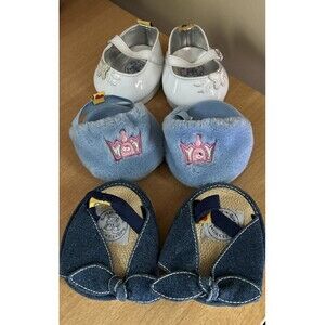 Build a Bear -Lot of 3- Blue slippers, White shoes, Blue sandals- Preowned- Used
